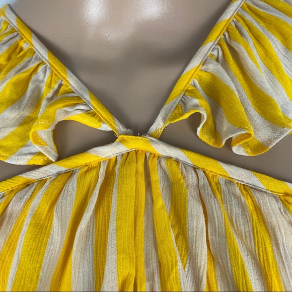 REBECCA MINKOFF YELLOW STRIPED RUFFLE MINI DRESS - Picture 5 of 12